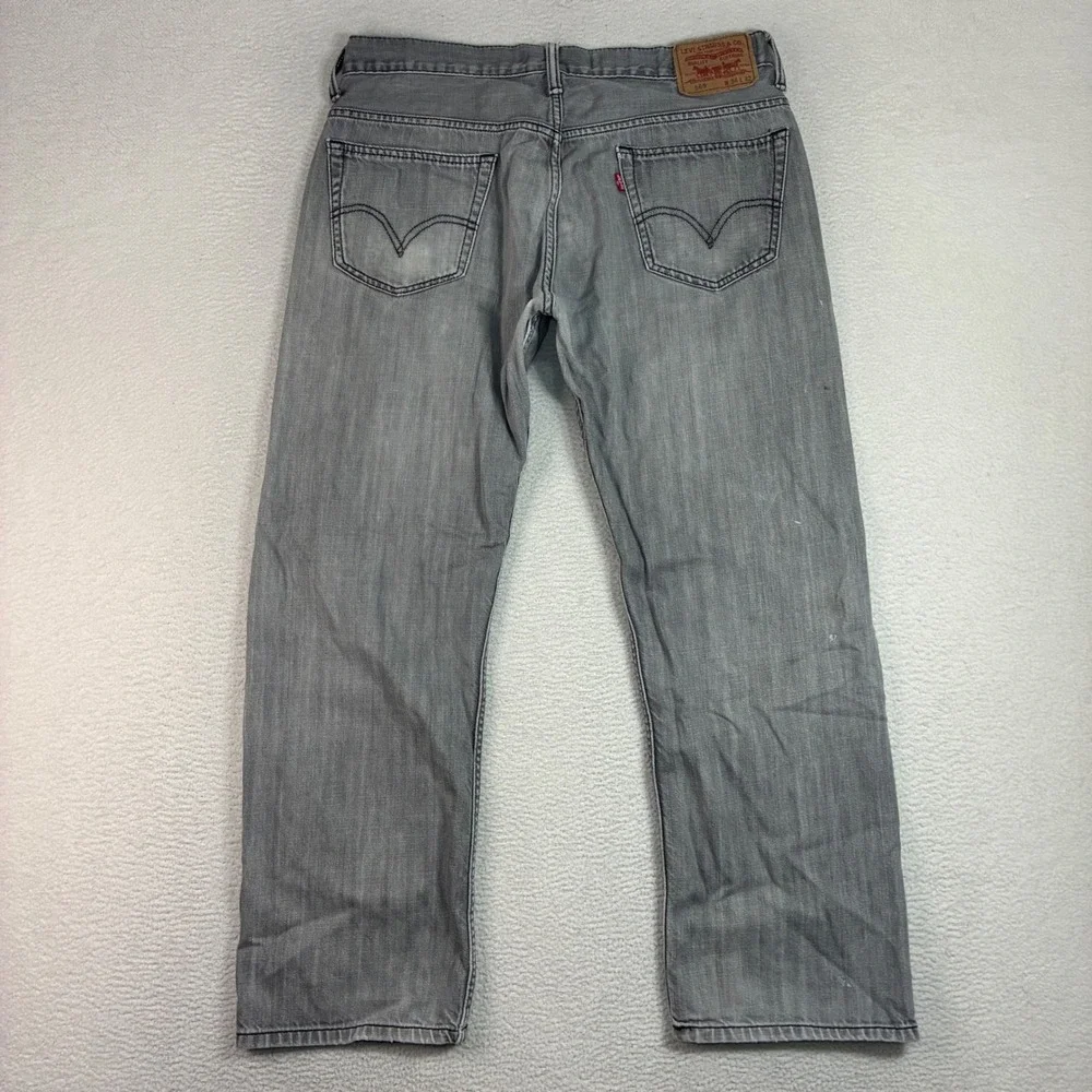 Y2K Levis 569 Loose Straight Jeans Men 34x30 Gray Faded Skater Baggy Paint